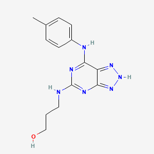 molecular formula C14H17N7O B2669372 3-((7-(对甲苯胺)-3H-[1,2,3]三唑并[4,5-d]嘧啶-5-基)氨基)丙醇 CAS No. 1286718-93-1