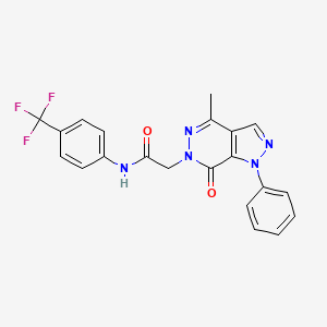 molecular formula C21H16F3N5O2 B2669373 2-(4-甲基-7-氧代-1-苯基-1H-吡嘧啶-6(7H)-基)-N-(4-(三氟甲基)苯基)乙酰胺 CAS No. 942008-59-5