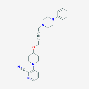 molecular formula C25H29N5O B2669378 3-(4-{[4-(4-Phenylpiperazin-1-yl)but-2-yn-1-yl]oxy}piperidin-1-yl)pyridine-2-carbonitrile CAS No. 2415489-96-0