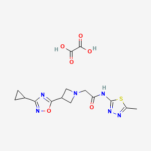 molecular formula C15H18N6O6S B2669382 2-(3-(3-cyclopropyl-1,2,4-oxadiazol-5-yl)azetidin-1-yl)-N-(5-methyl-1,3,4-thiadiazol-2-yl)acetamide oxalate CAS No. 1351659-37-4