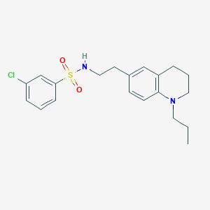 molecular formula C20H25ClN2O2S B2669385 3-chloro-N-(2-(1-propyl-1,2,3,4-tetrahydroquinolin-6-yl)ethyl)benzenesulfonamide CAS No. 955533-23-0