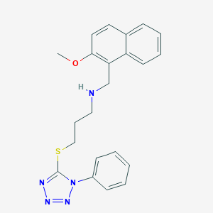 molecular formula C22H23N5OS B266939 N-[(2-methoxy-1-naphthyl)methyl]-N-{3-[(1-phenyl-1H-tetraazol-5-yl)sulfanyl]propyl}amine 