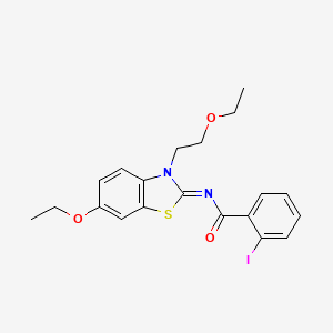molecular formula C20H21IN2O3S B2669397 (Z)-N-(6-ethoxy-3-(2-ethoxyethyl)benzo[d]thiazol-2(3H)-ylidene)-2-iodobenzamide CAS No. 865174-39-6