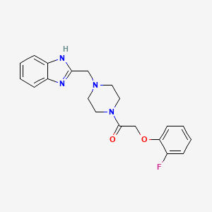 molecular formula C20H21FN4O2 B2669400 1-(4-((1H-苯并[d]咪唑-2-基)甲基)哌嗪-1-基)-2-(2-氟苯氧基)乙酮 CAS No. 1173246-43-9