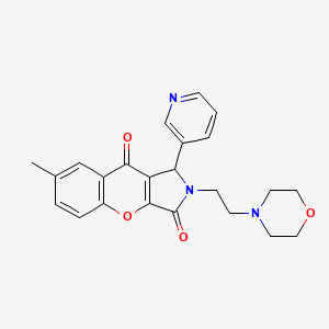 molecular formula C23H23N3O4 B2669403 7-甲基-2-(2-吗啉基乙基)-1-(吡啶-3-基)-1,2-二氢-喹啉并[2,3-c]吡咯-3,9-二酮 CAS No. 874397-60-1