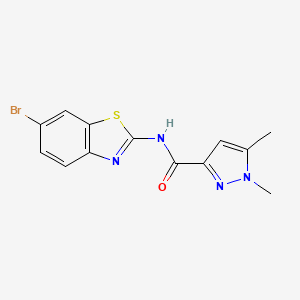 molecular formula C13H11BrN4OS B2669404 N-(6-bromobenzo[d]thiazol-2-yl)-1,5-dimethyl-1H-pyrazole-3-carboxamide CAS No. 1013756-96-1