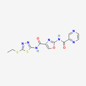 N-(5-(ethylthio)-1,3,4-thiadiazol-2-yl)-2-(pyrazine-2-carboxamido)oxazole-4-carboxamide