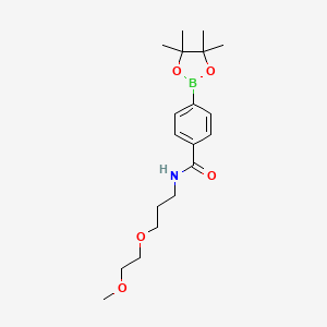molecular formula C19H30BNO5 B2669407 N-[3-(2-甲氧基乙氧基)丙基]-4-(四甲基-1,3,2-二氧硼杂环戊二烯-2-基)苯甲酰胺 CAS No. 2490665-99-9