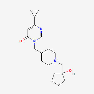 molecular formula C19H29N3O2 B2669413 6-Cyclopropyl-3-({1-[(1-hydroxycyclopentyl)methyl]piperidin-4-yl}methyl)-3,4-dihydropyrimidin-4-one CAS No. 2097913-22-7