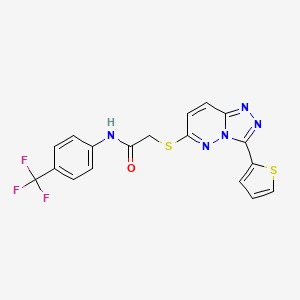 molecular formula C18H12F3N5OS2 B2669417 2-((3-(噻吩-2-基)-[1,2,4]三唑并[4,3-b]吡啶-6-基)硫)-N-(4-(三氟甲基)苯基)乙酰胺 CAS No. 868966-68-1