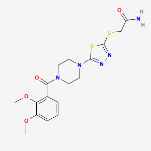 molecular formula C17H21N5O4S2 B2669419 2-((5-(4-(2,3-二甲氧基苯甲酰)哌嗪-1-基)-1,3,4-噻二唑-2-基)硫)乙酰胺 CAS No. 1105224-46-1