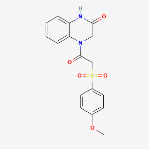 molecular formula C17H16N2O5S B2669422 4-(2-((4-甲氧基苯基)磺酰)乙酰)-3,4-二氢喹喔啉-2(1H)-酮 CAS No. 941994-80-5