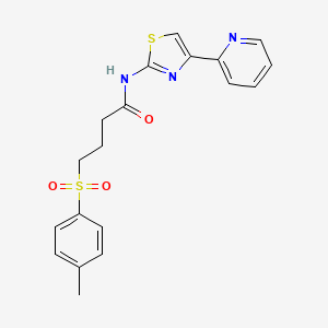 molecular formula C19H19N3O3S2 B2669433 N-(4-(pyridin-2-yl)thiazol-2-yl)-4-tosylbutanamide CAS No. 922850-98-4