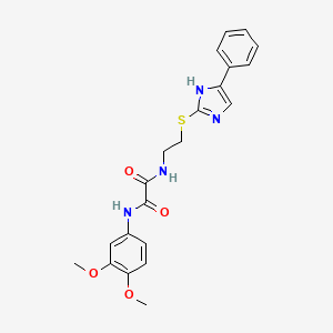 molecular formula C21H22N4O4S B2669434 N1-(3,4-dimethoxyphenyl)-N2-(2-((4-phenyl-1H-imidazol-2-yl)thio)ethyl)oxalamide CAS No. 897457-37-3