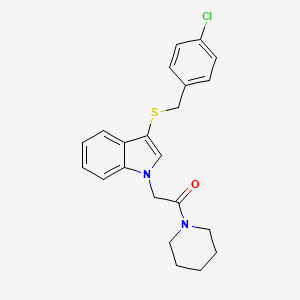 molecular formula C22H23ClN2OS B2669451 3-[(4-chlorobenzyl)thio]-1-(2-oxo-2-piperidin-1-ylethyl)-1H-indole CAS No. 878053-65-7