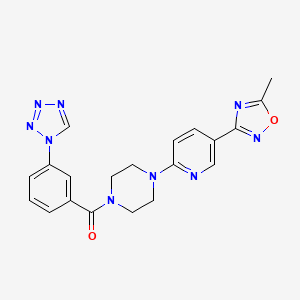 molecular formula C20H19N9O2 B2669462 (3-(1H-四唑-1-基)苯基)(4-(5-(5-甲基-1,2,4-噁二唑-3-基)吡啶-2-基)哌嗪-1-基)甲酮 CAS No. 1396889-01-2