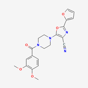 molecular formula C21H20N4O5 B2669464 5-(4-(3,4-Dimethoxybenzoyl)piperazin-1-yl)-2-(furan-2-yl)oxazole-4-carbonitrile CAS No. 941968-39-4