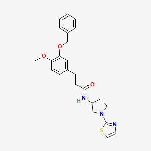 molecular formula C24H27N3O3S B2669466 3-(3-(benzyloxy)-4-methoxyphenyl)-N-(1-(thiazol-2-yl)pyrrolidin-3-yl)propanamide CAS No. 1797709-32-0