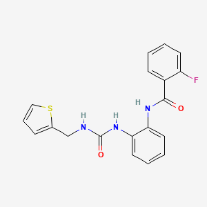 molecular formula C19H16FN3O2S B2669491 2-氟代-N-(2-(3-(噻吩-2-基甲基)脲基)苯基)苯甲酰胺 CAS No. 1203015-00-2