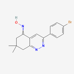 molecular formula C16H16BrN3O B2669492 3-(4-Bromophenyl)-5-(hydroxyimino)-7,7-dimethyl-6,7,8-trihydrocinnoline CAS No. 1020251-98-2