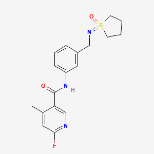 molecular formula C18H20FN3O2S B2669493 6-Fluoro-4-methyl-N-[3-[[(1-oxothiolan-1-ylidene)amino]methyl]phenyl]pyridine-3-carboxamide CAS No. 2411239-51-3
