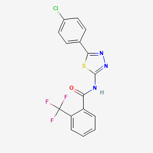 molecular formula C16H9ClF3N3OS B2669502 N-(5-(4-chlorophenyl)-1,3,4-thiadiazol-2-yl)-2-(trifluoromethyl)benzamide CAS No. 179232-92-9