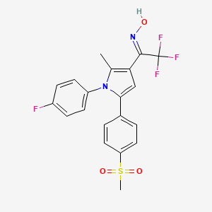 molecular formula C20H16F4N2O3S B2669505 (Z)-N-{2,2,2-trifluoro-1-[1-(4-fluorophenyl)-5-(4-methanesulfonylphenyl)-2-methyl-1H-pyrrol-3-yl]ethylidene}hydroxylamine CAS No. 477868-45-4