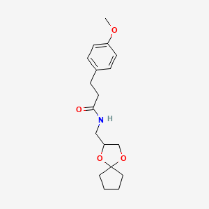 molecular formula C18H25NO4 B2669508 N-(1,4-dioxaspiro[4.4]nonan-2-ylmethyl)-3-(4-methoxyphenyl)propanamide CAS No. 899730-93-9