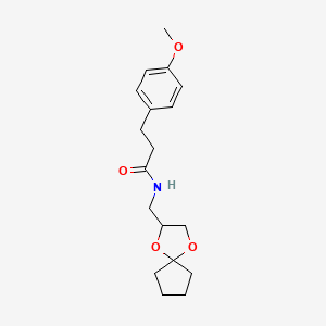 molecular formula C18H25NO4 B2669508 N-(1,4-二氧杂螺[4.4]壬烷-2-基甲基)-3-(4-甲氧基苯基)丙酰胺 CAS No. 899730-93-9