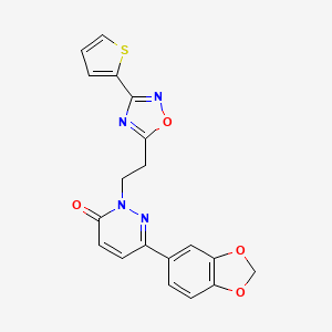 molecular formula C19H14N4O4S B2669510 N-(2-氟苯基)-2-[3-[3-(3-氟苯基)-1,2,4-噁二唑-5-基]-7-甲基-4-氧代-1,8-萘啶-1(4H)-基]乙酰胺 CAS No. 1115915-27-9