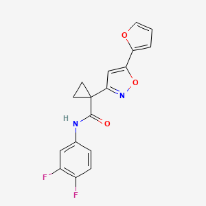 molecular formula C17H12F2N2O3 B2669515 N-(3,4-二氟苯基)-1-(5-(呋喃-2-基)异噁唑-3-基)环丙烷甲酰胺 CAS No. 1705763-44-5