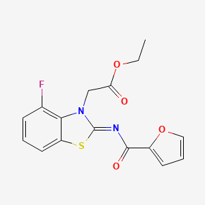 Ethyl 2-[4-fluoro-2-(furan-2-carbonylimino)-1,3-benzothiazol-3-yl]acetate
