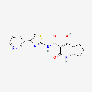 molecular formula C17H14N4O3S B2669525 2,4-dihydroxy-N-(4-(pyridin-3-yl)thiazol-2-yl)-6,7-dihydro-5H-cyclopenta[b]pyridine-3-carboxamide CAS No. 1798515-98-6