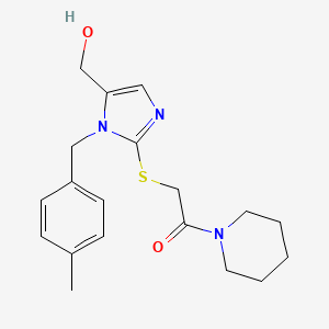 molecular formula C19H25N3O2S B2669528 2-((5-(hydroxymethyl)-1-(4-methylbenzyl)-1H-imidazol-2-yl)thio)-1-(piperidin-1-yl)ethanone CAS No. 899747-94-5
