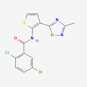 molecular formula C14H9BrClN3O2S B2669537 5-bromo-2-chloro-N-[3-(3-methyl-1,2,4-oxadiazol-5-yl)thiophen-2-yl]benzamide CAS No. 2034615-30-8