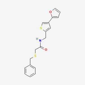 molecular formula C18H17NO2S2 B2669540 2-(benzylsulfanyl)-N-{[4-(furan-2-yl)thiophen-2-yl]methyl}acetamide CAS No. 2380063-86-3