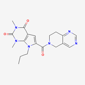 molecular formula C19H22N6O3 B2669542 1,3-dimethyl-7-propyl-6-(5,6,7,8-tetrahydropyrido[4,3-d]pyrimidine-6-carbonyl)-1H-pyrrolo[2,3-d]pyrimidine-2,4(3H,7H)-dione CAS No. 1797321-66-4