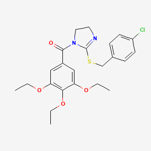molecular formula C23H27ClN2O4S B2669544 [2-[(4-Chlorophenyl)methylsulfanyl]-4,5-dihydroimidazol-1-yl]-(3,4,5-triethoxyphenyl)methanone CAS No. 851801-68-8