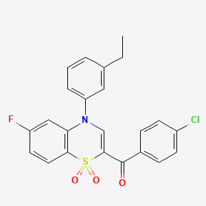 molecular formula C23H17ClFNO3S B2669547 (4-chlorophenyl)[4-(3-ethylphenyl)-6-fluoro-1,1-dioxido-4H-1,4-benzothiazin-2-yl]methanone CAS No. 1114852-94-6