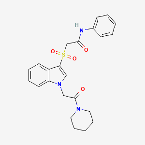 2-((1-(2-oxo-2-(piperidin-1-yl)ethyl)-1H-indol-3-yl)sulfonyl)-N-phenylacetamide