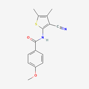 molecular formula C15H14N2O2S B2669564 N-(3-cyano-4,5-dimethylthiophen-2-yl)-4-methoxybenzamide CAS No. 329219-00-3