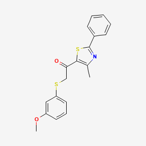 molecular formula C19H17NO2S2 B2669581 2-[(3-甲氧苯基)硫代]-1-(4-甲基-2-苯基-1,3-噻唑-5-基)-1-乙酮 CAS No. 478047-44-8