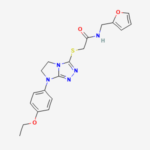 molecular formula C19H21N5O3S B2669590 2-((7-(4-乙氧苯基)-6,7-二氢-5H-咪唑并[2,1-c][1,2,4]三唑-3-基)硫代)-N-(呋喃-2-基甲基)乙酰胺 CAS No. 921858-80-2