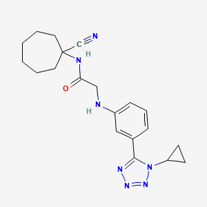 molecular formula C20H25N7O B2669593 N-(1-氰基环庚基)-2-[3-(1-环丙基四氮唑-5-基)苯胺基]乙酰胺 CAS No. 1197711-02-6
