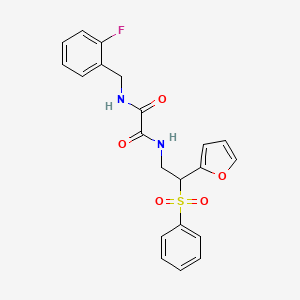 molecular formula C21H19FN2O5S B2669611 N-(2-氟苯甲基)-N'-[2-(2-呋喃-2-基)-2-(苯基磺酰基)乙基]乙二酰胺 CAS No. 896320-55-1