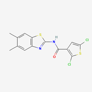 molecular formula C14H10Cl2N2OS2 B2669619 2,5-dichloro-N-(5,6-dimethylbenzo[d]thiazol-2-yl)thiophene-3-carboxamide CAS No. 922637-94-3