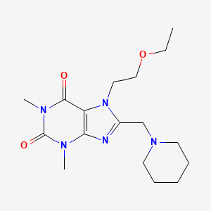 molecular formula C17H27N5O3 B2669622 7-(2-ethoxyethyl)-1,3-dimethyl-8-(piperidin-1-ylmethyl)-3,7-dihydro-1H-purine-2,6-dione CAS No. 851941-22-5