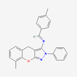 molecular formula C25H21N3O B2669630 (E)-8-甲基-N-(4-甲基苯甲基亚甲基)-2-苯基-2,4-二氢咯并[2,3-c]吡唑-3-胺 CAS No. 931361-42-1