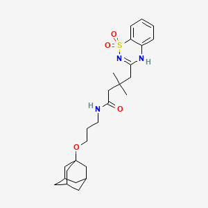 molecular formula C26H37N3O4S B2669633 N-[3-(1-金刚烷氧基)丙基]-4-(1,1-二氧代-4H-1,2,4-苯并噻二唑-3-基)-3,3-二甲基丁酰胺 CAS No. 1019170-38-7