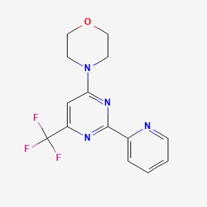molecular formula C14H13F3N4O B2669637 4-[2-(2-Pyridinyl)-6-(trifluoromethyl)-4-pyrimidinyl]morpholine CAS No. 338418-23-8